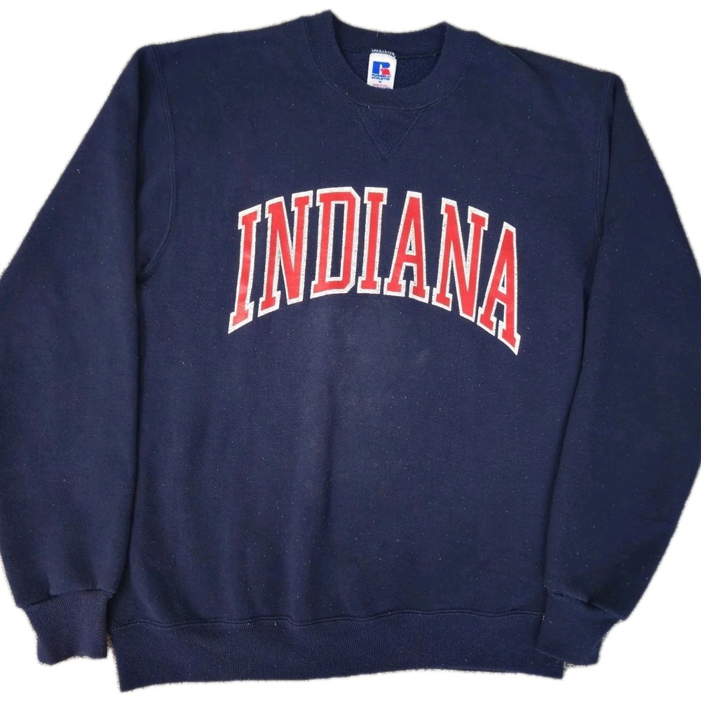 Vintage Russell Athletic Indiana Hoosiers NCAA Crewneck Sweatshirt Men's M Blue